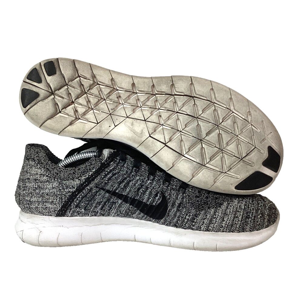Nike Free RN Flyknit-Women's 9-'Oreo' Black/White Knit Running Shoes- 831017-100